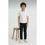 Nacar Store Erkek Çocuk 23 Nisan 29 Ekim Gösteri Kıyafeti Kısa Kol Gömlek ve Içten Bel Ayarlamalı Pantolon Takım - 9 Yaş - Beyaz - Siyah