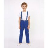 Nacar Store Erkek Çocuk 23NISAN 29EKIM Kıyafeti Beyaz Yuvarlak Yaka Tişört-Saksmavi Pantolon-Saksmavi Askı Takım - 10 Yaş
