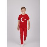 Nacar Store Erkek Çocuk Ayyıldız Baskılı T-Shirt ve Kırmızı Keten Pantolon Takım 23NISAN ve Özel Günler - 4 Yaş