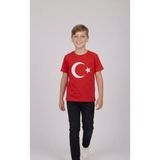 Nacar Store Erkek Çocuk Ayyıldız Baskılı T-Shirt ve Siyah Keten Pantolon Takım 23NISAN 29EKIM Özel Günler - 7 Yaş - Kırmızı