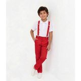 Nacar Store Erkek Çocuk Kırmızı Pantolon ve Askı -Beyaz Yakalı Tişört Takım 23 Nisan-29 Ekim ve Özel Günler - 7 Yaş