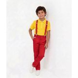 Nacar Store Erkek Çocuk Kırmızı Pantolon ve Askı -Sarı Yakalı Tişört Takım 23 Nisan-29 Ekim ve Özel Günler - 11 Yaş
