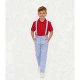 Nacar Store Erkek Çocuk Mavi Keten Pantolon ve Askı Kırmızı Yakalı Tişört Takım 23 Nisan-29 Ekim ve Özel Günler - 4 Yaş