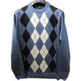 Nacar Store Erkek Desenli Ince Yün Triko Bisiklet Yaka Kazak - İndigo