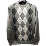 Nacar Store Erkek Desenli Ince Yün Triko Bisiklet Yaka Kazak - Koyu Gri - 4XL