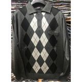 Nacar Store Erkek Desenli Polo Yaka Ince Yün Triko Düğmeli Baba Kazak - 4XL - Antrasit