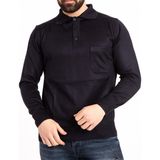 Nacar Store Erkek Ince Yün Triko Örgü Polo Yaka Düğmeli Baba Kazak - Lacivert