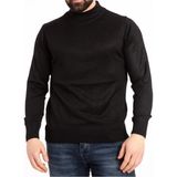 Nacar Store Erkek Ince Yün Yarım Boğazlı Triko Kazak - Siyah
