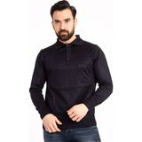 Nacar Store Erkek Lacivert Ince Yün Triko Örgü Polo Yaka Kazak - XL