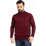 Nacar Store Erkek Siyah Ince Yünlü Yarım Boğazlı Triko Kazak - Bordo