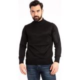 Nacar Store Erkek Siyah Ince Yünlü Yarım Boğazlı Triko Kazak