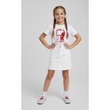 Nacar Store Kız Çocuk 23 Nisan 29EKIM Gösteri Kıyafeti Kostüm Tütü Etek Kısa Kol Çiçek Desenli T-Shirt TAKIM001 - 12 Yaş