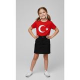 Nacar Store Kız Çocuk Ayyıldız Bayrak Baskılı T-Shirt ve Keten Etek Takım 23 Nisan-Özel Bayramlar - 7 Yaş - Kırmızı - Siyah