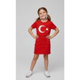 Nacar Store Kız Çocuk Ayyıldız Bayrak Baskılı T-Shirt ve Keten Etek Takım 23 Nisan-Özel Bayramlar - 8 Yaş