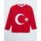 Nacar Store Kız-Erkek Çocuk ve Yetişkin Baskılı Uzun Kol 29 Ekim 19 Mayıs 23 Nisan 10 Kasım Tişört - Kırmızı - Beyaz - 12 Yaş