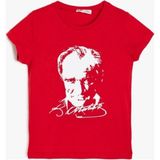 Nacar Store Unısex Beyaz Mustafa Kemal Atatürk Imzalı Çocuk Tişört - Kırmızı - 9 Yaş