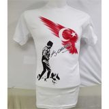 Nacar Store Unısex Beyaz Mustafa Kemal Atatürk Imzalı Çocuk Tişört - Kırmızı - Beyaz - Siyah - 11 Yaş