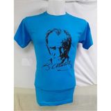 Nacar Store Unısex Beyaz Mustafa Kemal Atatürk Imzalı Çocuk Tişört - Mavi - 10 Yaş