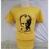 Nacar Store Unısex Beyaz Mustafa Kemal Atatürk Imzalı Çocuk Tişört - Sarı - 5 Yaş