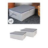 NACAREV 2 Adet Büyük Boy Antrasit Çizgi Desenli Baza Altı Düzenleyici Hurç Seti 60x40x20 Cm