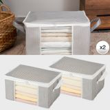 Nacarev 2 Adet Küçük Boy Pencereli Çizgi Desen Baskılı Baza Altı Dolap içi Düzenleyici Organizer 40x30x20 cm - Beyaz - Antrasit