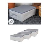 NACAREV 3 Adet Büyük Boy Antrasit Çizgi Desenli Baza Altı Düzenleyici Hurç Seti 60x40x20 Cm