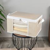 Nacarev 3 Adet Küçük Boy Pencereli Kare Desenli Ekose Beyaz Krem Dolap Içi Baza Altı Valiz Içi Düzenleyici Hurç Seti 40X30X20 cm - Beyaz - Krem