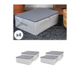 NACAREV 4 Adet Büyük Boy Antrasit Çizgi Desenli Baza Altı Yastık Yorgan Hurcu Seti 60x40x20 Cm