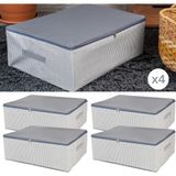 Nacarev 4 Adet Büyük Boy Çizgi Desen Baskılı Antrasit Baza Altı Düzenleyici Hurç Seti 60x40x20 cm
