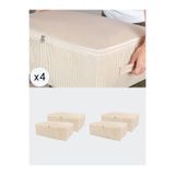 NACAREV 4 Adet Büyük Boy Krem Çizgi Desenli Baza Altı Yastık Yorgan Hurcu Seti 60x40x20 Cm