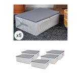 NACAREV 5 Adet Büyük Boy Antrasit Çizgi Desenli Baza Altı Düzenleyici Hurç Seti 60x40x20 Cm