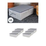 NACAREV 6 Adet Büyük Boy Antrasit Çizgi Desenli Baza Altı Düzenleyici Hurç Seti 60x40x20 Cm