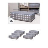 NACAREV 6 Adet Mega Boy Gri Kare Desen Ekoseli Yastık Yorgan Düzenleyici Baza Altı Hurcu 75x40x20 Cm