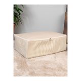 NACAREV Büyük Boy Krem Çizgi Desen Baskılı Yastık Yorgan Düzenleyici Baza Altı Hurcu 60x40x20 Cm