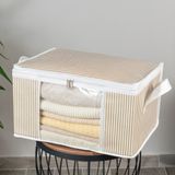Nacarev Küçük Boy Pencereli Çizgi Desen Baskılı Baza Altı Dolap içi Düzenleyici Organizer 40x30x20 cm - Beyaz - Krem