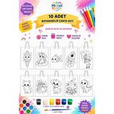 Nacario 10 Adet Boyanabilir Bez Çanta Seti 30X40 cm – 6 Renk Akrilik Boya ve Fırça Dahil