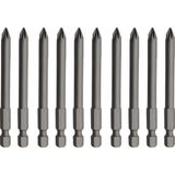 Nacario (10'lu Set) Mıknatıslı Pozidriv Bits Uç Pz2 100 mm Kutulu Manyetik 1/4 Matkap Ucu 10 cm