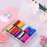 Nacario 10LU Tırnak Süsleme Folyosu Parlak Holografik Dizayn Düz Renk Nail Art Transfer Folyo WNF-230