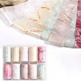 Nacario 10LU Tırnak Süsleme Folyosu Renkli Mermer Dizayn Nail Art Transfer Folyo