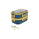 Nacario 1650 ml Iki Kat Üç Bölme Paslanmaz Çelik Lunch Box Yeni Nesil Sefer Tası - Kaşık Çatallı -6715