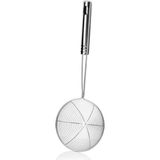Nacario 18-16 cm Paslanmaz Çelik Süzgeç Kepçe – Dayanıklı Kızartma ve Haşlama Kevgir Kaşık, Uzun Saplı Mutfak Süzgeci (16CM)