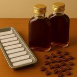 Nacario 2 Adet Şeffaf Cold Brew Metal Gold Kapaklı Soğuk Kahve Yassı Cam Şişe 200 ml ve Çubuk Buz Kalıbı