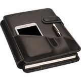 Nacario 2k 5284 Ajanda Tarihsiz Kareli 17X24 Ajanda Defter 160 Yaprak Ivory Kağıt Suni Deri Telefon Kılıflı Mekanizmalı Hesap Makineli Organizer, Siyah