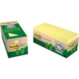 Nacario 3 M Post-It Greener Notes, 3 x 3, Canary Yellow, 24 Pads/cabinet Paket Sarı 100 Yaprak Pouch Kendinden Yapışkanlı