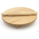 Nacario 30 cm Ayaklı Hamur Açma Tahtası ve Merdane Seti, Doğal Ahşap, Yuvarlak, Tezgah Üstü, Börek ve Pizza Için