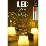 Nacario 3lü LED Mum Yaz-Sil Işıklı 3 Kalemli Neon Yazı Tahtası Yazılıp Silinebilir Not Tahtası Akrilik