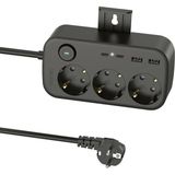 Nacario 3'lü Priz + 4 USB (2 Type-C + 2 Usb-A) Çoklayıcı | Duvara Monte Edilebilir, Aç/kapa Anahtarı, Akım & Kısa Devre Koruma, Yüksek Güç