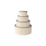 Nacario 4 Lü Yuvarlak Saklama Kabı Seti Çizgili Desenli Bpa Içermez 3 Lt 1.8 Lt 1 Lt 0,55 Lt Buzdolabı Düzenleyici Mikrodalga ve Derin Dondurucu Uyumlu Bpa Içermez Sağlıklı Erzak Kabı (Krem Yuvarlak 4 Lü Set)