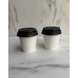 Nacario 4 OZ(118ML) Kapaklı Karton Bardak 100 Adet Bardak+ 100 Adet Kapak Beyaz Desen Maycup