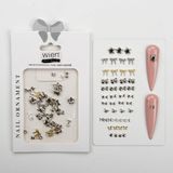 Nacario 48LI Yıldız ve Kurdela Metal Tırnak Süsleme Charm Nail Art Charm Taşları WN-520